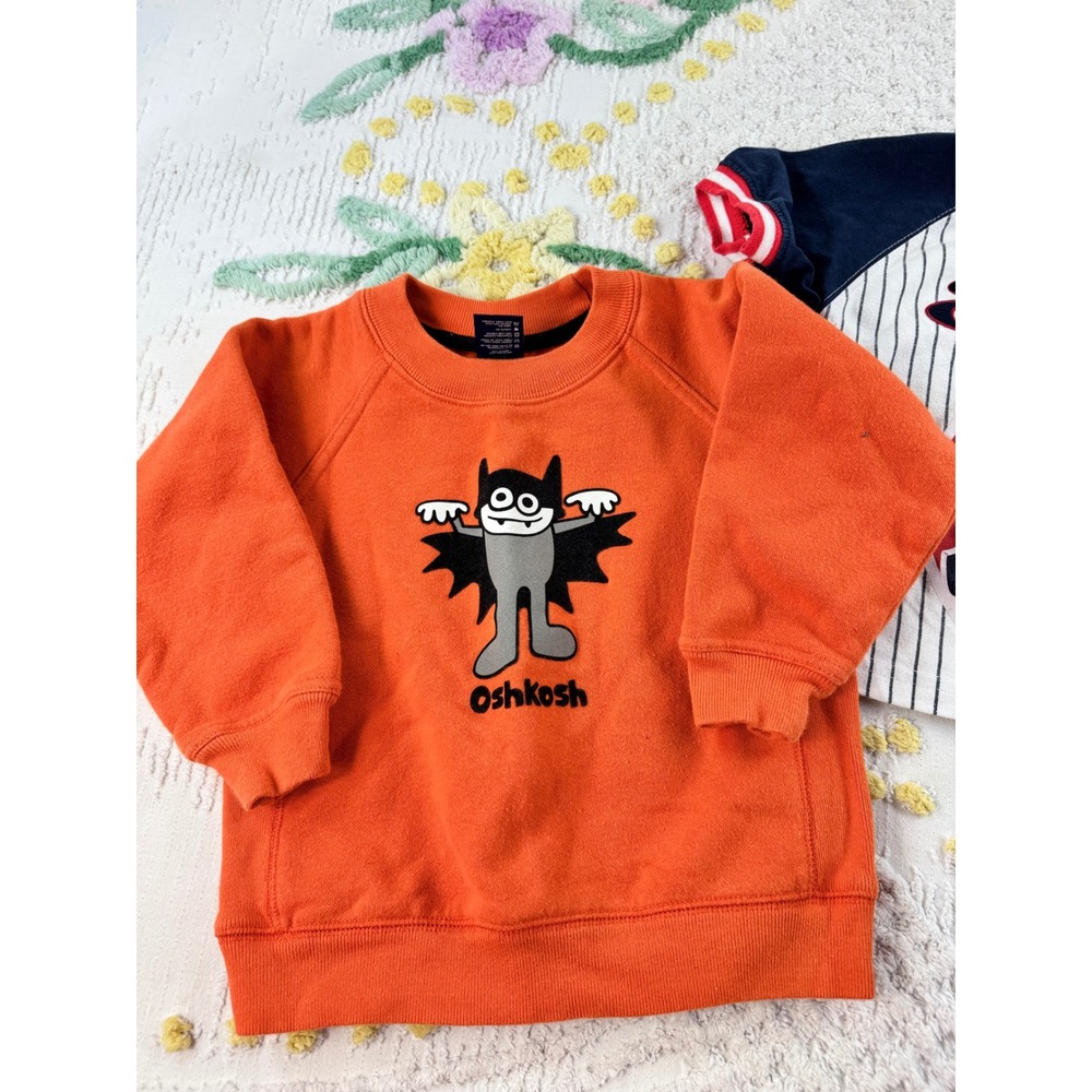 Vintage OshKosh Halloween Bat Sweatshirt 36M & Chicago Cubs Baseball Tee 2T Lot - Picture 3 of 8